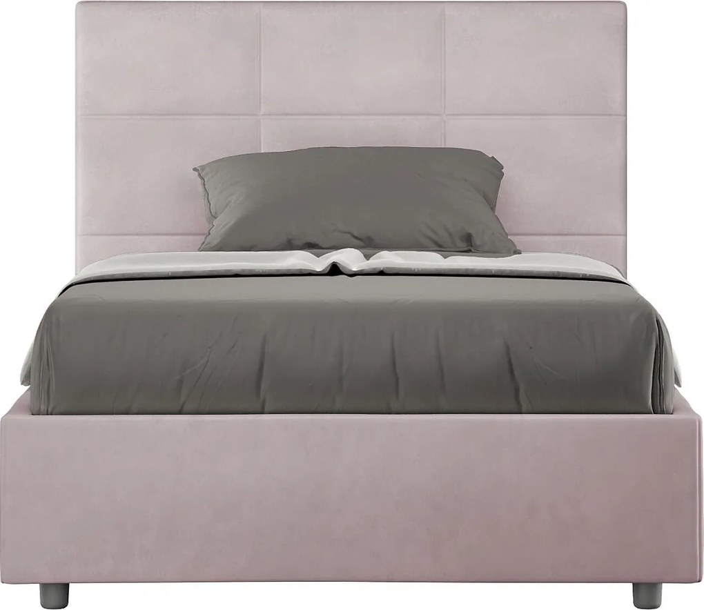 Łóżko wyposażone w stelaż z listwami z pojemnikiem tapicerowane 120x190 microfibra kolor lawendy Mika