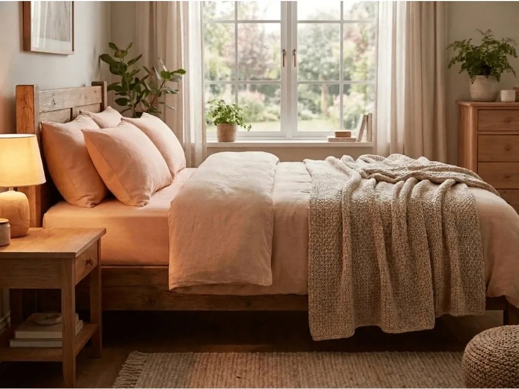 PrzytulneMieszkanie.pl Prześcieradło bawełniane LUX 140x240 cm, morelowe 100% bawełna