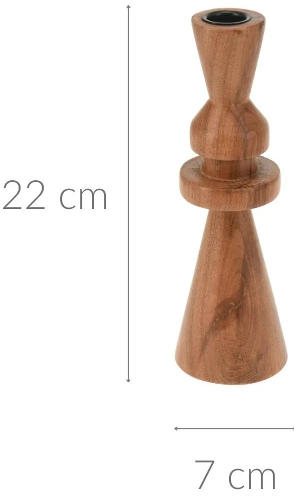 Drewniany świecznik, akacja, 22 cm