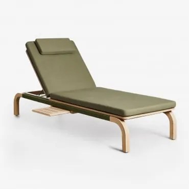 Zestaw 2 Leżaków Rozkładanych Z Drewna Akacjowego Z Poduszką Dubai Verde Army & Rustykalny Brąz Akacjowy - Sklum