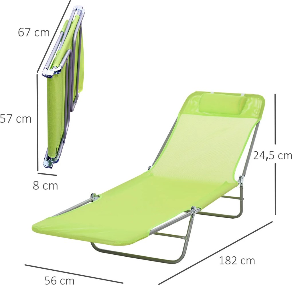 Outsunny Składany Leżak Ogrodowy Zielony Komfort i Styl 182x56x28cm | Aosom PL