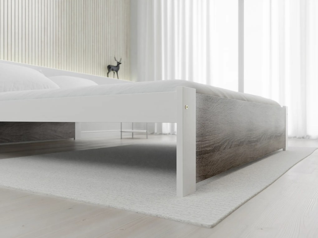 Łóżko IKAROS 140 x 200 cm, biały/dąb truflowy Stelaż: Ze stelażem listwowym elastycznym, Materac: Materac Coco Maxi 20 cm