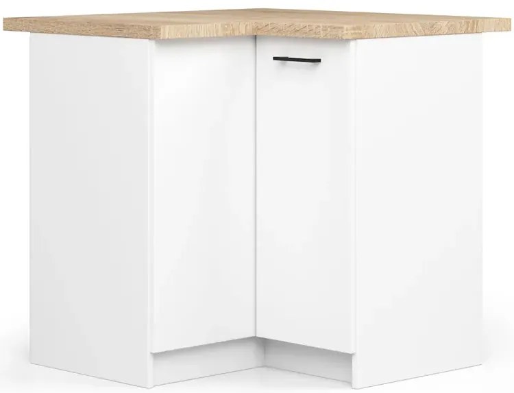 9-częściowy komplet narożnych mebli kuchennych biały + beton R2-N60