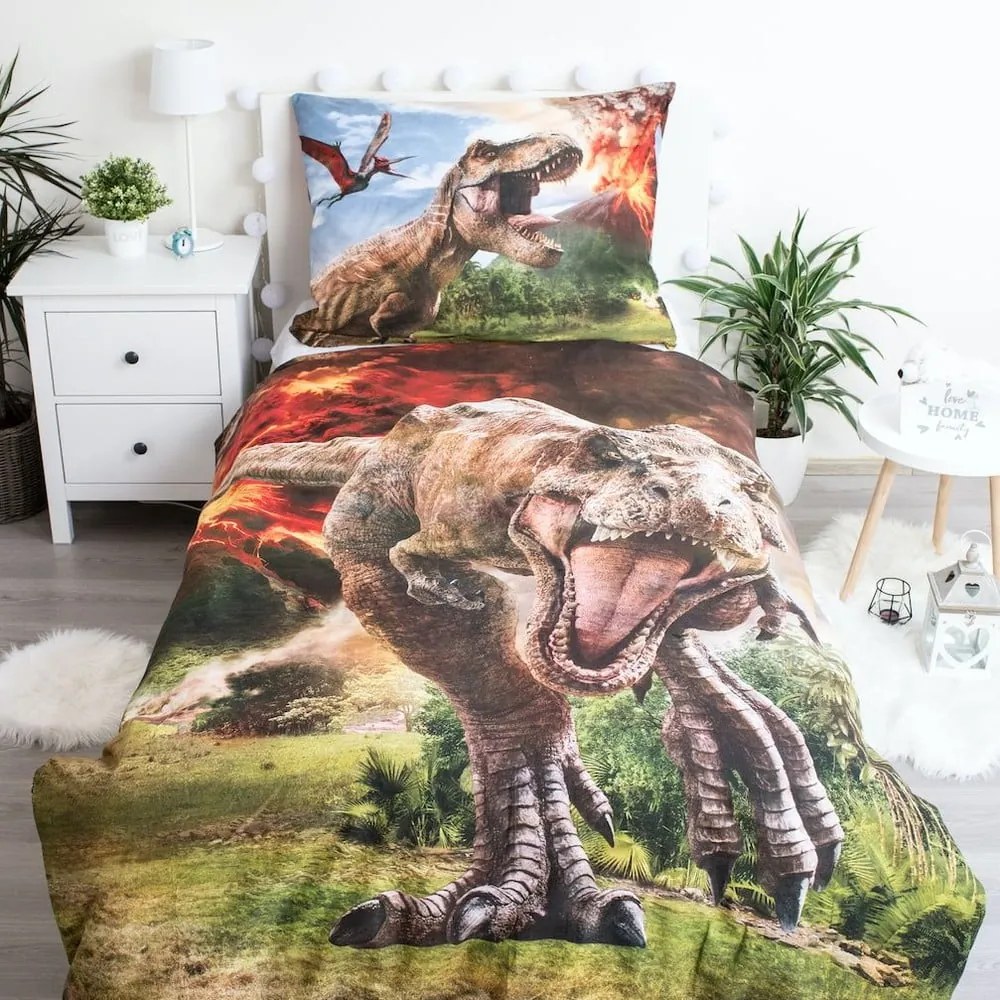 Bawełniana pościel dziecięca jednoosobowa 140x200 cm Jurassic World "Volcano" – Jerry Fabrics