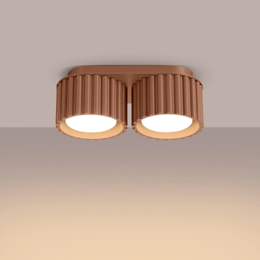 Plafon dwupunktowy AURA 2 mocca GX53 ryflowany SOLLUX LIGHTING