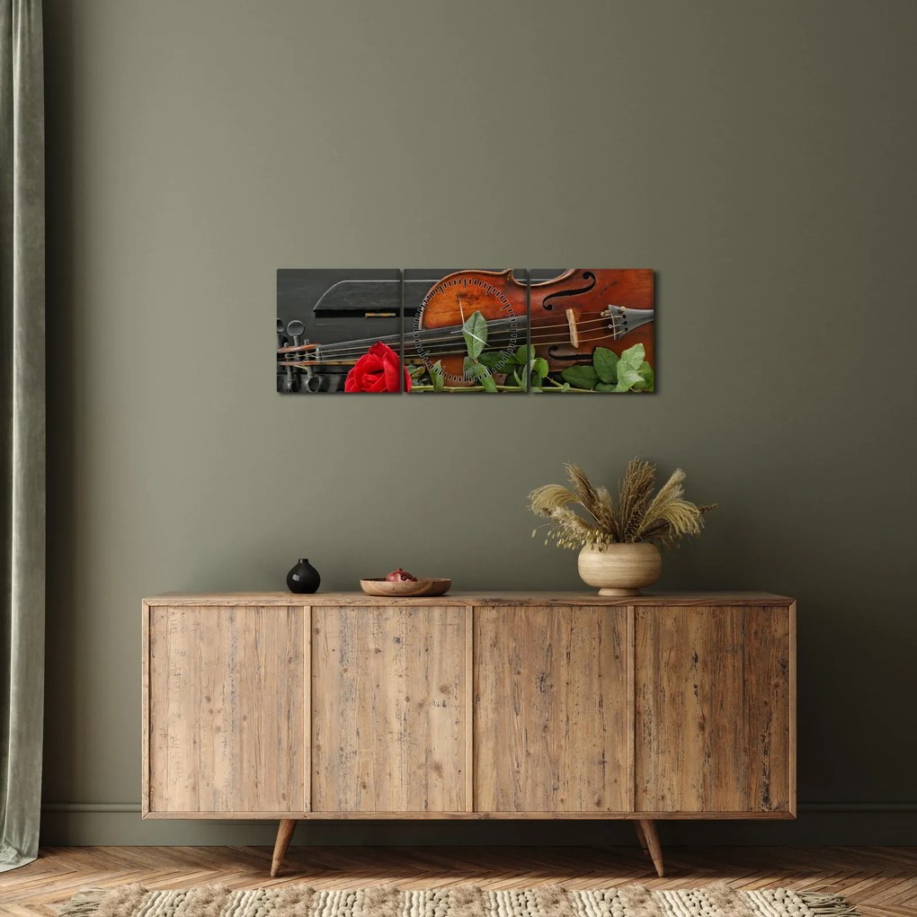 Obraz - Pamięć muzyka (z zegarem) (90x30 cm)