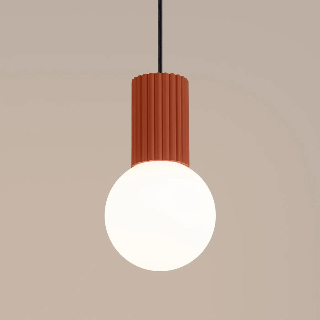 Lampa wisząca HALO 1 ochra czerwona ryflowana SOLLUX LIGHTING
