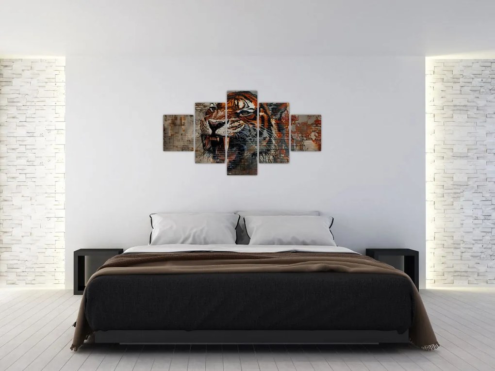 Obraz - Tygrys z cegieł (125x70 cm)