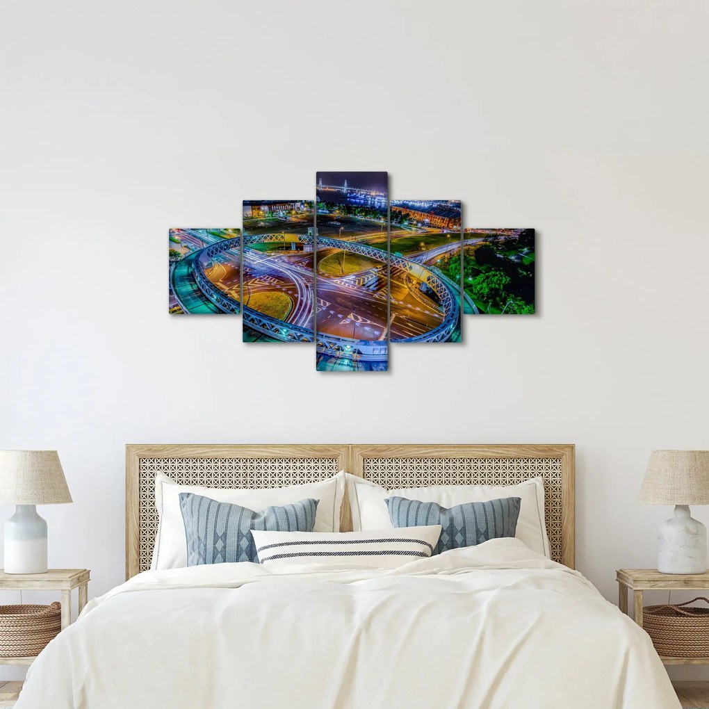 Obraz - nocna panorama miasta (125x70 cm)