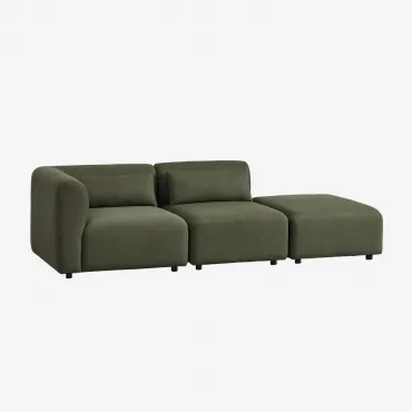 Sofa Modułowy Narożny 2-częściowy Z Pufem Fogler Tkanina Baranek Boucle Żółty Curri - Sklum