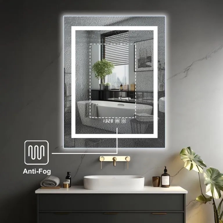 IREDA Lustro łazienkowe z oświetleniem LED, 60 x 80 cm