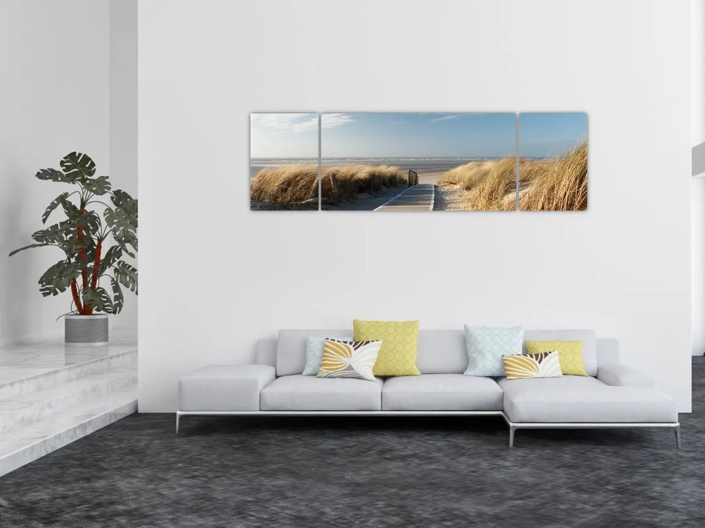 Obraz - Piaszczysta plaża na wyspie Langeoog, Niemcy (170x50 cm)