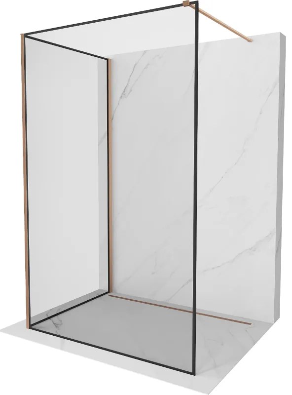 Mexen Kioto ścianka prysznicowa Walk-in 100 x 70 cm, czarny wzór, miedź szczotkowana - 800-100-212-65-70-070