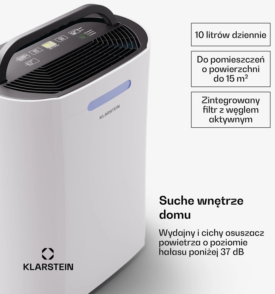 Klarstein AeroDry 10L/24h 2,5L Osuszacz powietrza Biały