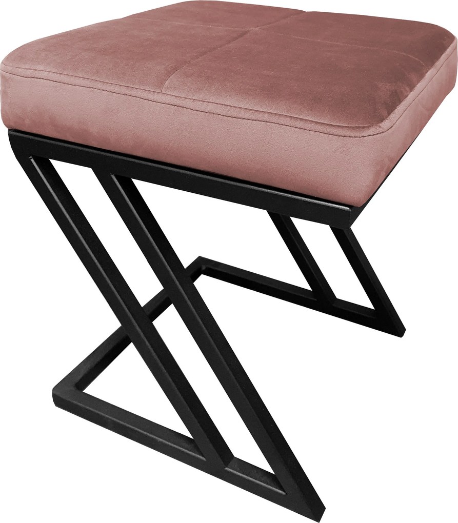 Pufa ZETA tkanina Welur loft ławka podnóżek metal : Kolor Stelaża - Czarny , Kolor tkaniny - VELVET - MG58, Typ tkaniny - Velvet