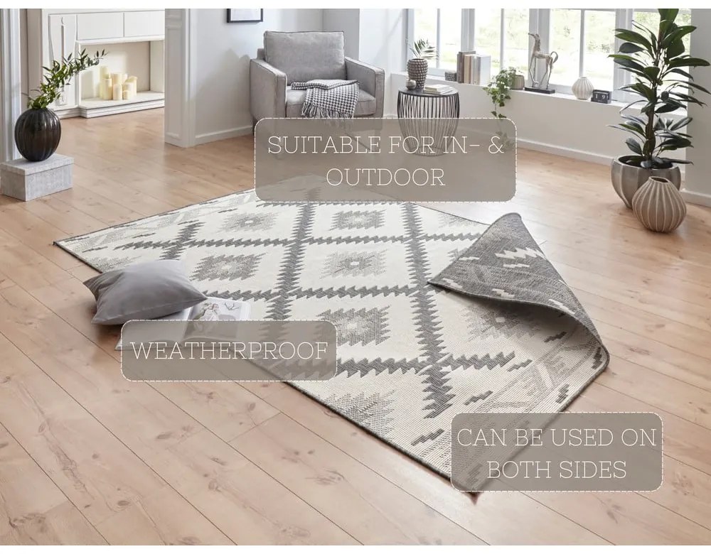 Szaro-kremowy dywan odpowiedni na zewnątrz NORTHRUGS Malibu, 150x80 cm