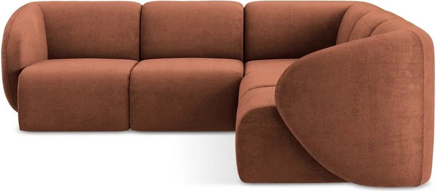 Narożnik z tkaniny szenilowej w kolorze terakoty Lani – Makamii