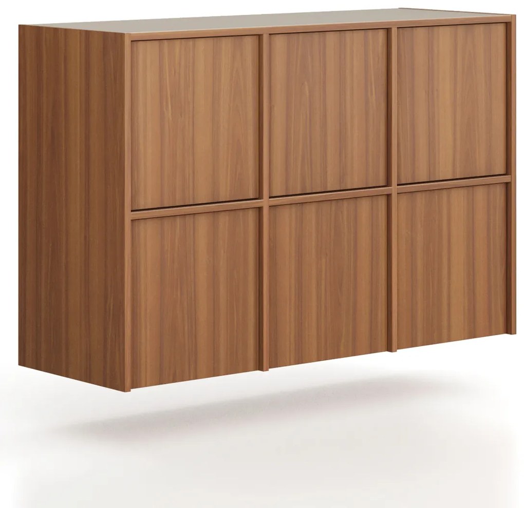 Nadstawka do szaf FRAME, 6x drzwi, 1299 x 450 x 854 mm, PUSH-lock, orzech