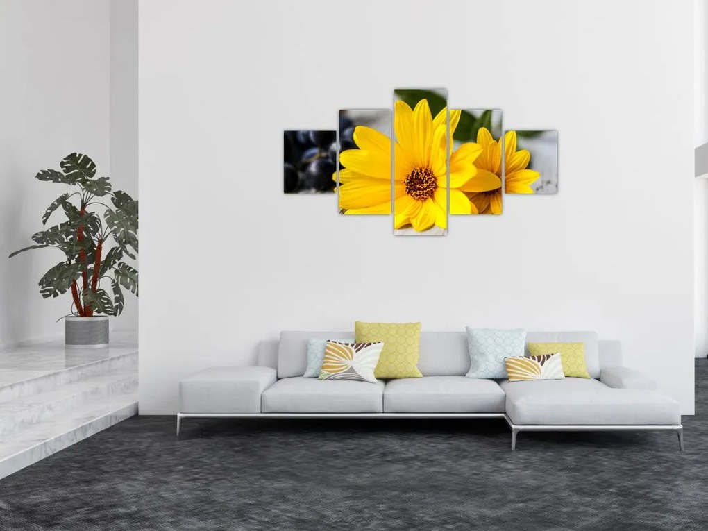 Obraz żółtych kwiatów (125x70 cm)