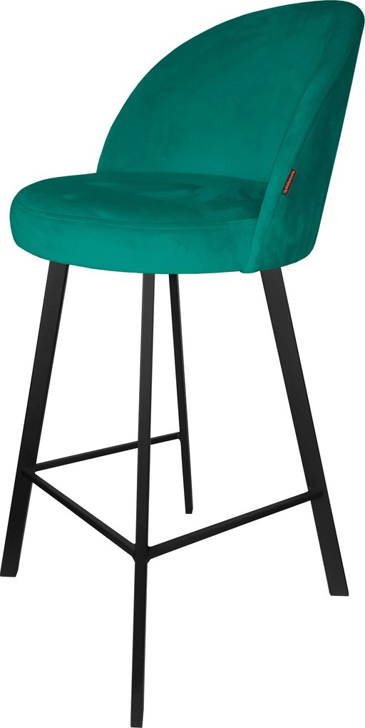 Hoker TRIX krzesło barowe tkanina Welur podstawa metalowa : Kolor nogi - Czarna profil, Kolor tkaniny - VELVET - MG20, Typ siedziska - Siedzisko stałe