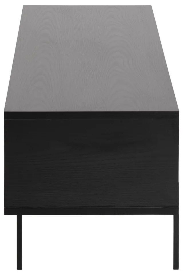 Czarna szafka pod TV w dekorze jesionu 140x45 cm Angus – Actona