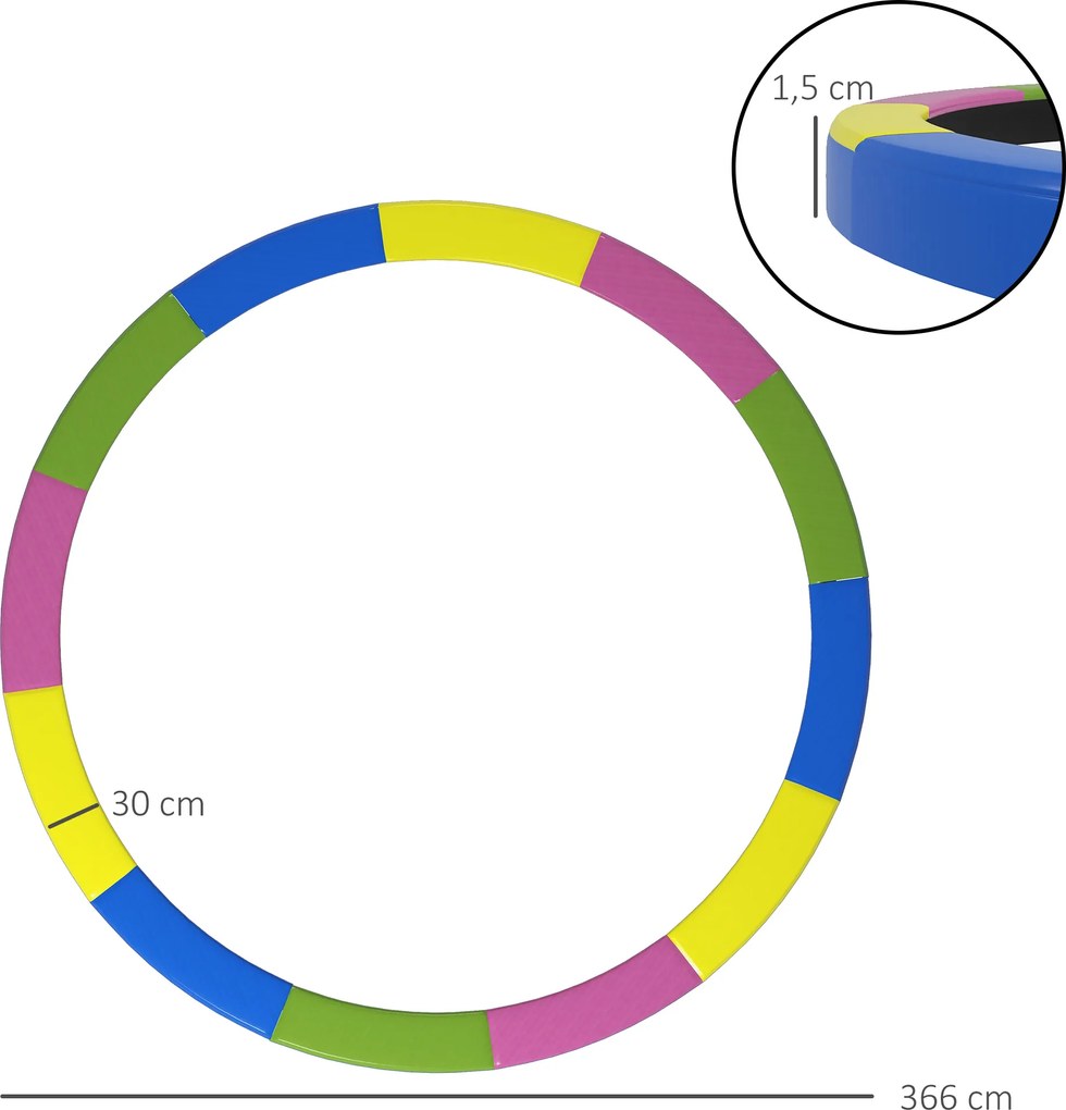 SPORTNOW Zamienna osłona krawędzi trampoliny, wodoodporna, odporna na rozdarcia, Ø305 cm, wielokolorowa | Aosom PL