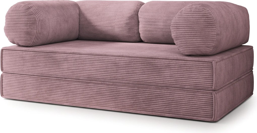 Masseno Sofa piankowa ALVIO z funkcją spania, Kanapa z pianki do salonu, Bezmontażowa, Tkanina sztruksowa – Wrzosowy POSO 130