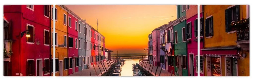 Obraz - Zachód słońca, wyspa Burano, Wenecja, Włochy (170x50 cm)