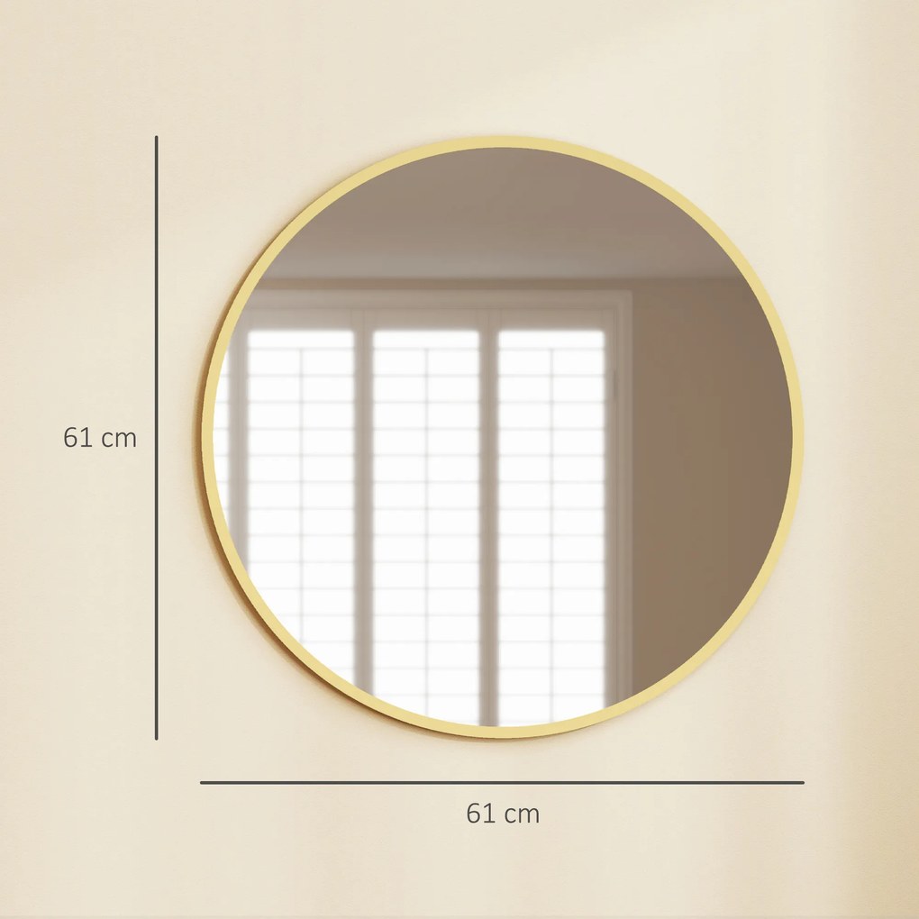 HOMCOM Lustro ścienne, nowoczesny design, 60 x 60 cm, złote | Aosom PL