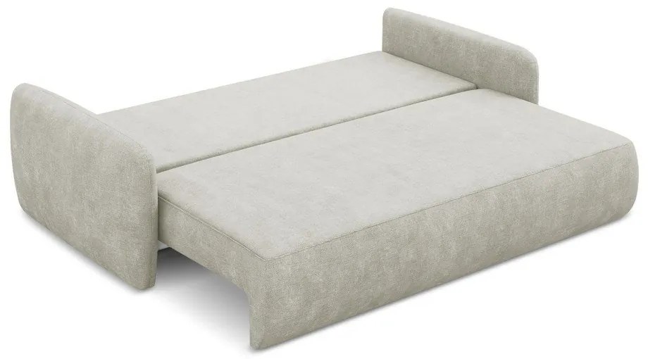 Kremowa rozkładana sofa z tkaniny szenilowej ze schowkiem 218 cm Lilo – Makamii