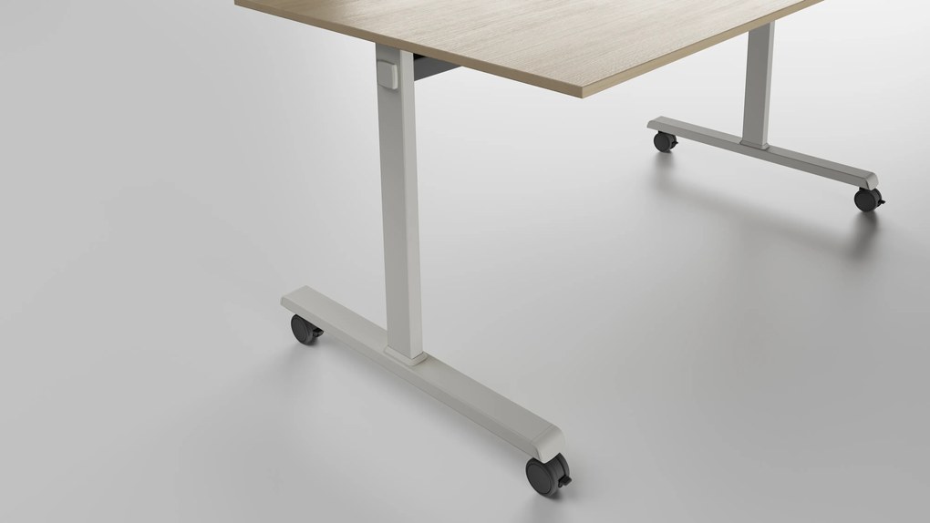 Mobilny stół MATCH, 160x80 cm, szara podstawa, buk