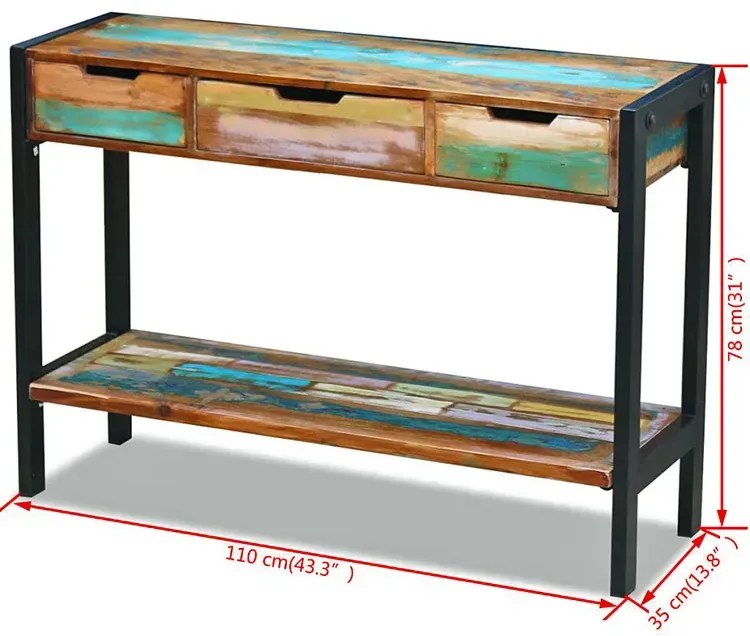 Drewniana konsola z szufladami H6-M69