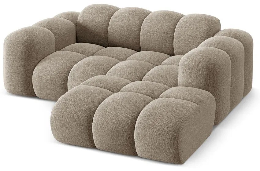 Jasnobrązowy narożnik z tkaniny szenilowej (prawostronny/z szezlongiem) Treno – Cosmopolitan Design