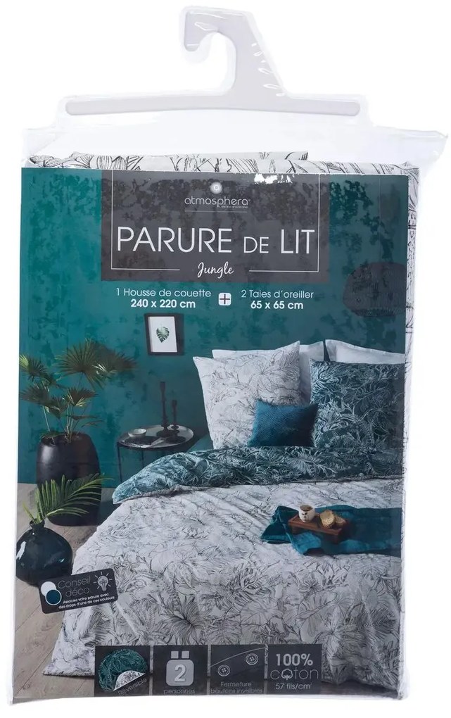 Komplet dwustronnej pościeli bawełnianej w piękny roślinny wzór w rozmiarze 240 cm x 220 cm