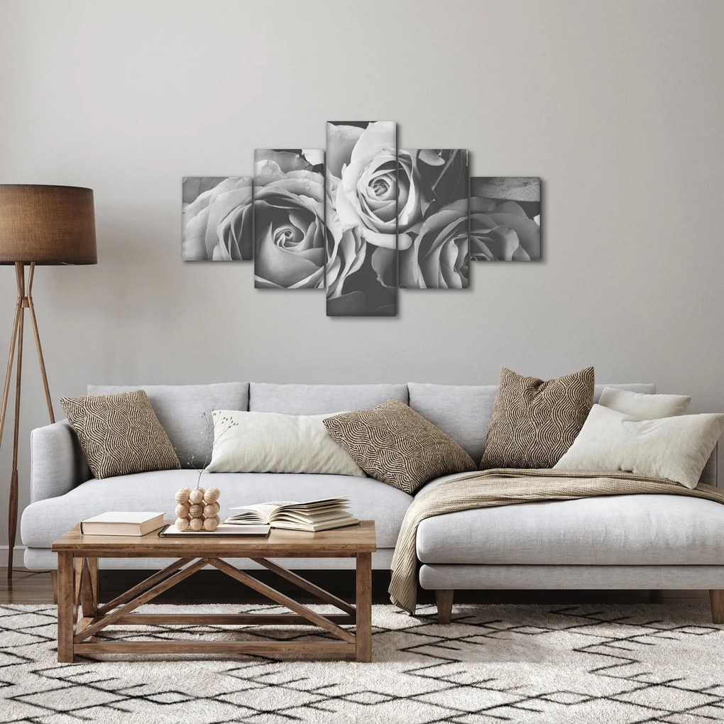 Obraz - Róża, czarno - biały (125x70 cm)