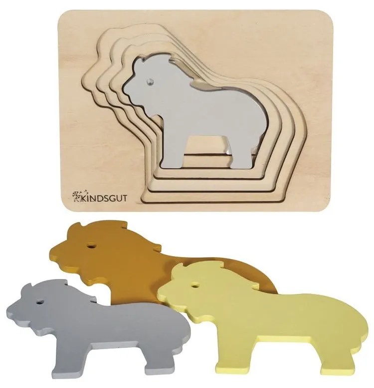 Dziecięce drewniane puzzle Kindsgut Lion
