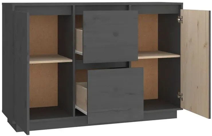 Szara komoda z litego drewna z 2 szufladami C5-P29