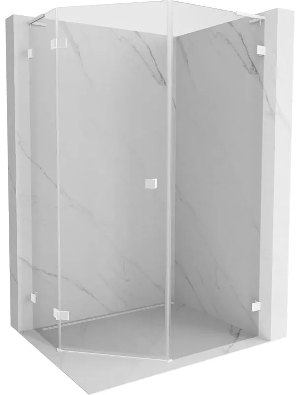 Mexen Lunar L kabina prysznicowa pięciokątna uchylna lewa 90 x 100 cm, transparent, biała - 831L-090L-100P-20-00-L