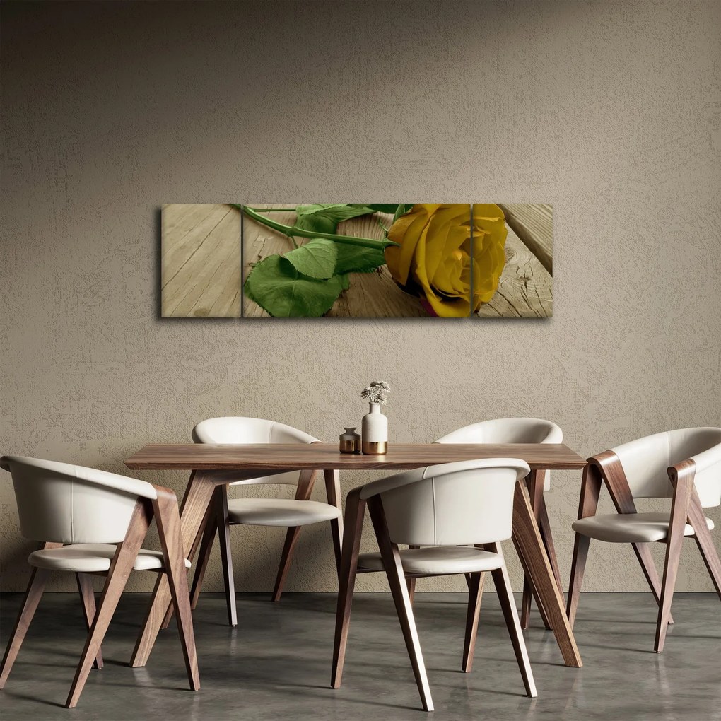 Obraz - Żółte róże w stylu vintage (170x50 cm)