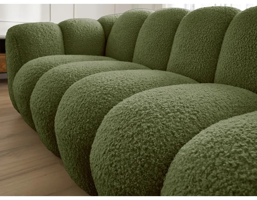 Zielona sofa z materiału bouclé 232 cm Hippolyte – Bobochic Paris