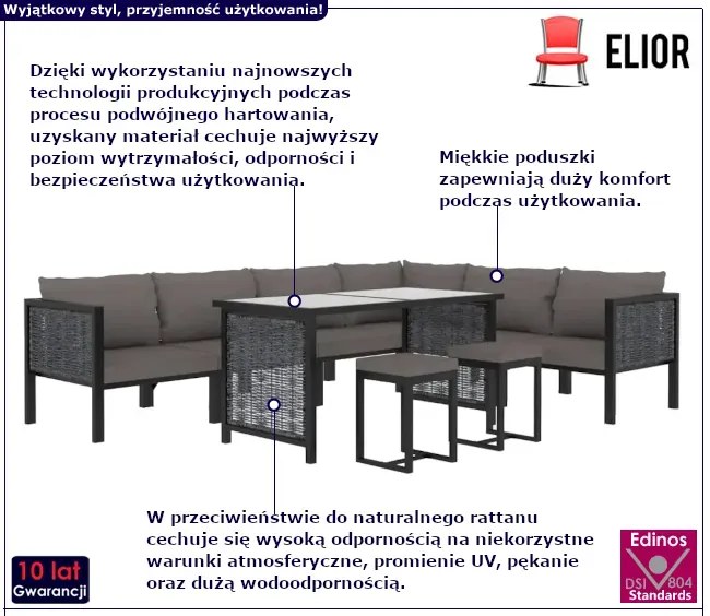 9-częściowy zestaw ogrodowy antracytowy- Sigala