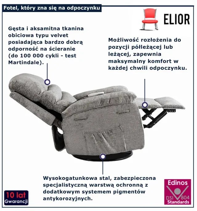 Szary rozkładany fotel tapicerowany Z8-K50