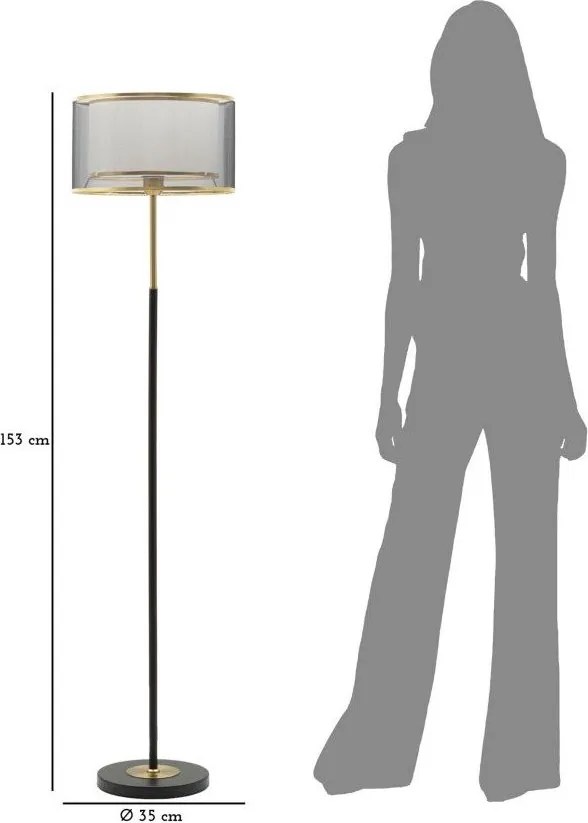Lampa stojąca w czarno-złotym kolorze z tekstylnym kloszem (wysokość 153 cm) Levels – Mauro Ferretti