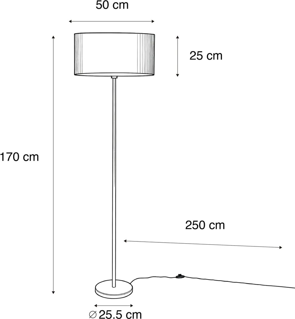 Lampa podłogowa Japandi beżowa z kloszem w kolorze taupe i złotym wnętrzem 50cm - Simplo