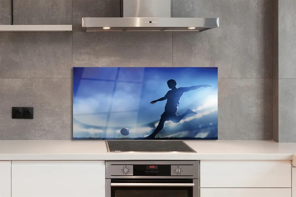 Szklany Panel Piłkarz w Blasku Neonów