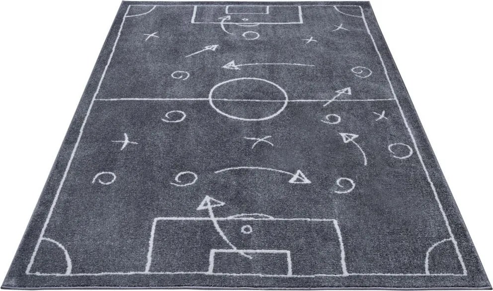 Dywan dziecięcy Adventures – Boisko Plan Gry ciemny szary 160 cm x 235cm Atest Oeko-Tex