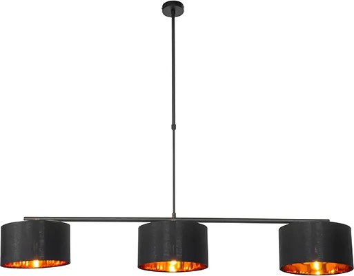 Nowoczesna lampa wisząca czarna ze złotem 125 cm 3-światła - VT 3