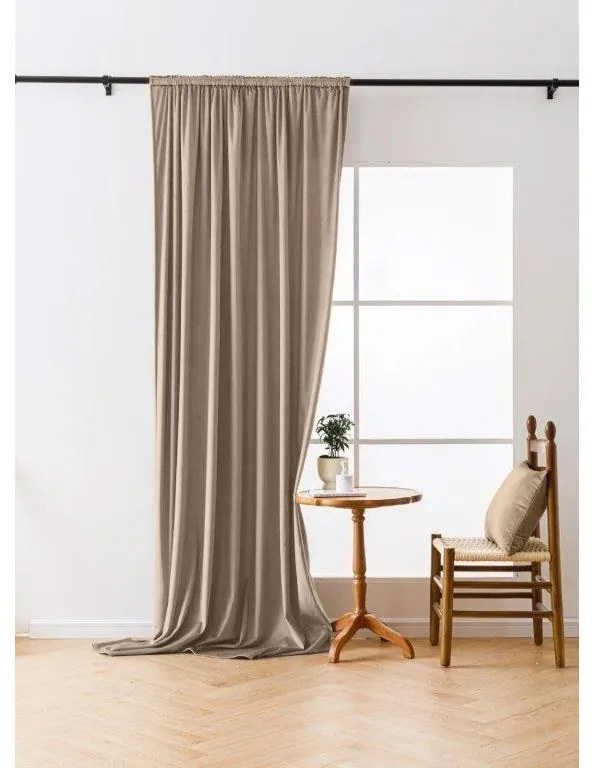 Zasłona zaciemniająca VELVET jasno brązowa 140x250 cm Zawieszanie: Metalowe pierścienie