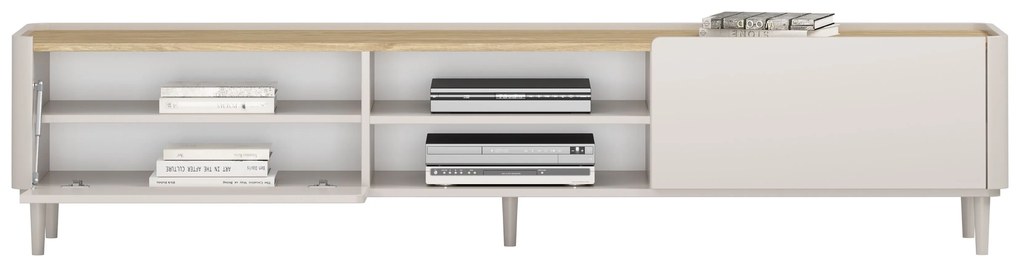 Szafka RTV Elivo 220 cm na nóżkach - kaszmir / dąb olejowany