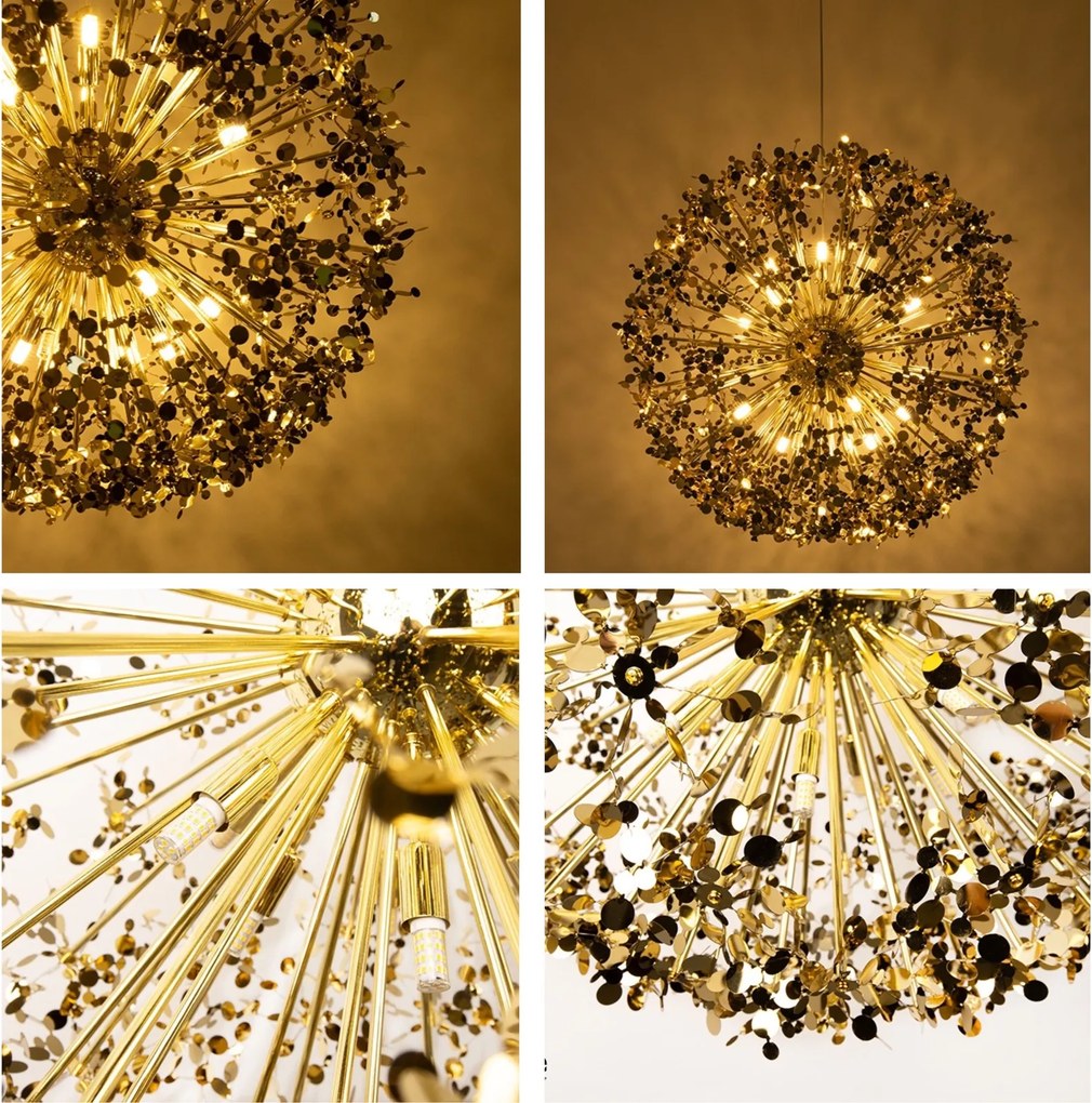 Designerska lampa wisząca Monete 50, złota